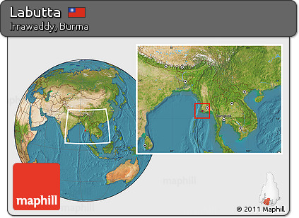 Satellite Location Map of Labutta, within the entire country
