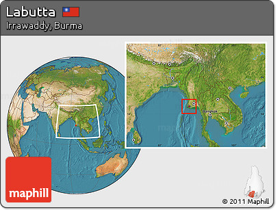 Satellite Location Map of Labutta, within the entire country
