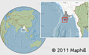 Savanna Style Location Map of Labutta, highlighted country, highlighted parent region, hill shading