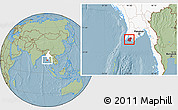 Savanna Style Location Map of Labutta, highlighted country, hill shading