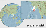 Savanna Style Location Map of Labutta, highlighted parent region, hill shading
