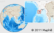 Shaded Relief Location Map of Labutta, highlighted country