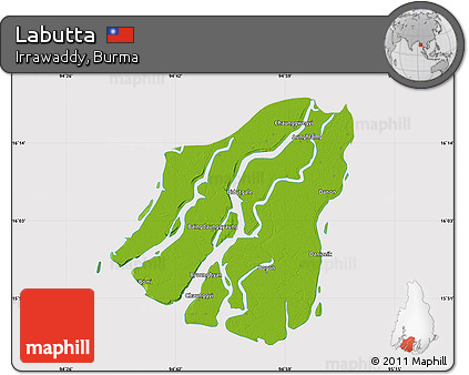 Physical Map of Labutta, cropped outside