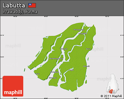 Physical Map of Labutta, cropped outside