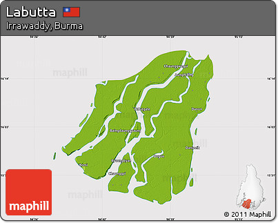 Physical Map of Labutta, cropped outside
