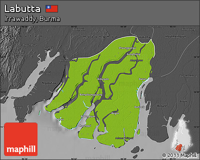 Physical Map of Labutta, darken, desaturated