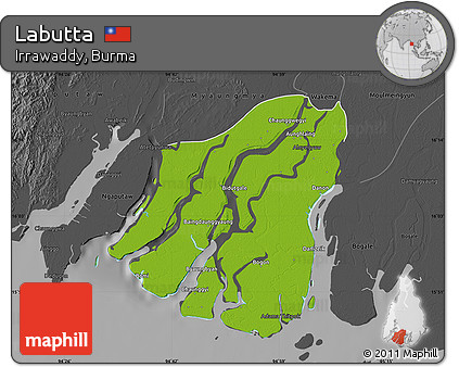 Physical Map of Labutta, darken, desaturated