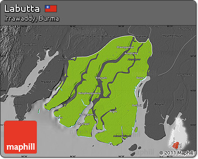 Physical Map of Labutta, darken, desaturated