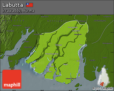 Physical Map of Labutta, darken