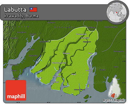 Physical Map of Labutta, darken