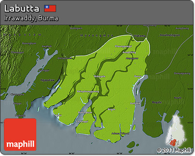 Physical Map of Labutta, darken