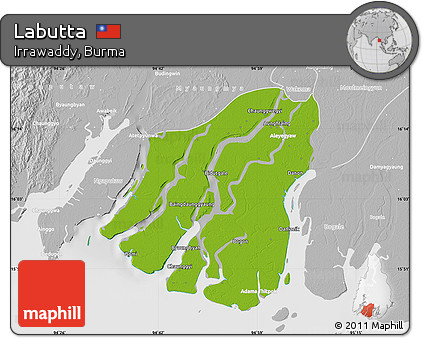 Physical Map of Labutta, lighten, desaturated