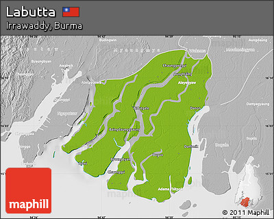 Physical Map of Labutta, lighten, desaturated