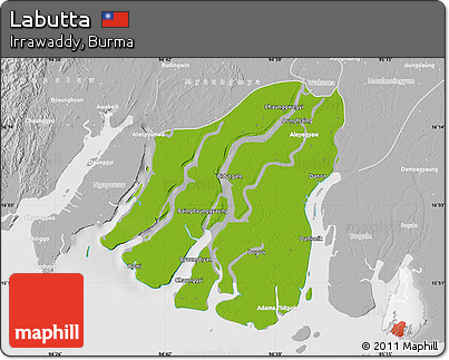 Physical Map of Labutta, lighten, desaturated