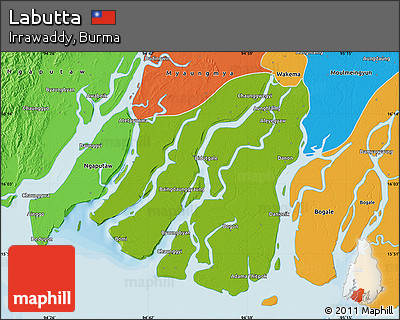 Physical Map of Labutta, political outside
