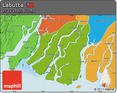 Physical Map of Labutta, political outside
