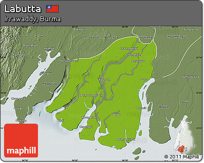 Physical Map of Labutta, semi-desaturated