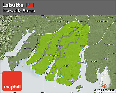 Physical Map of Labutta, semi-desaturated