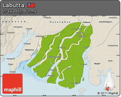 Physical Map of Labutta, shaded relief outside