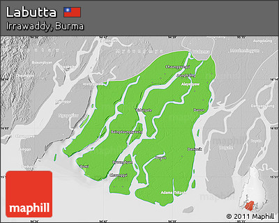 Political Map of Labutta, lighten, desaturated