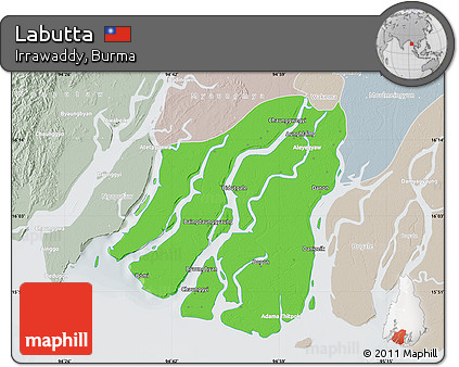 Political Map of Labutta, lighten, semi-desaturated