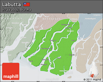 Political Map of Labutta, lighten, semi-desaturated
