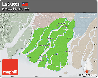 Political Map of Labutta, lighten, semi-desaturated