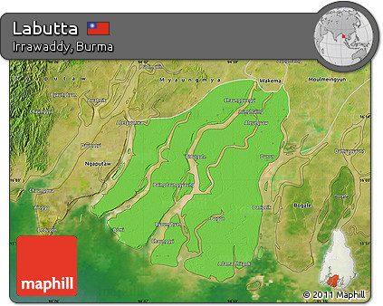 Political Map of Labutta, satellite outside
