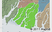 Political Map of Labutta, semi-desaturated