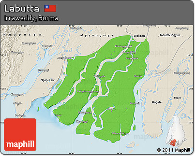 Political Map of Labutta, shaded relief outside