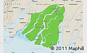 Political Map of Labutta, shaded relief outside