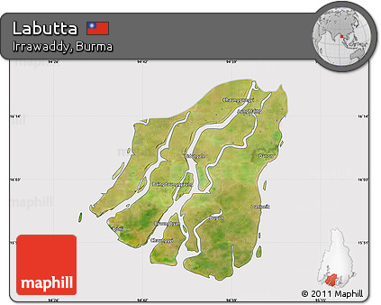 Satellite Map of Labutta, cropped outside