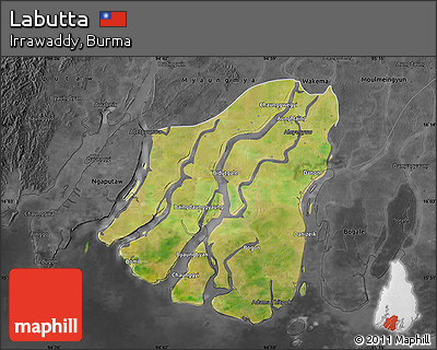 Satellite Map of Labutta, darken, desaturated