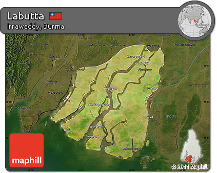 Satellite Map of Labutta, darken