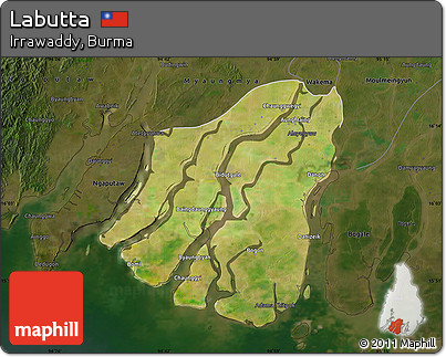 Satellite Map of Labutta, darken