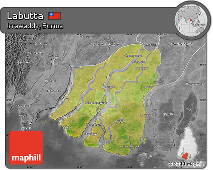 Satellite Map of Labutta, desaturated