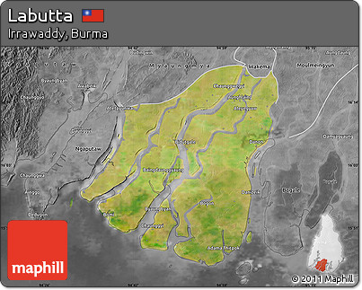 Satellite Map of Labutta, desaturated
