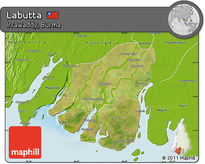 Satellite Map of Labutta, physical outside