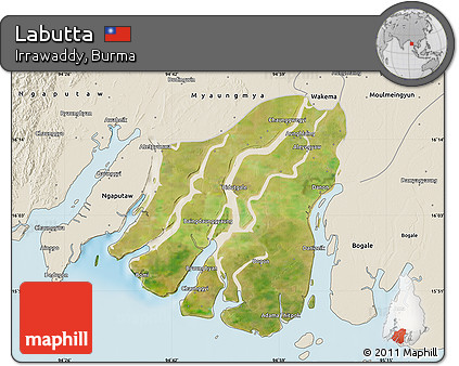 Satellite Map of Labutta, shaded relief outside