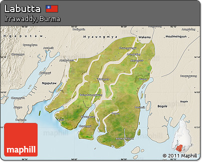 Satellite Map of Labutta, shaded relief outside