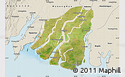 Satellite Map of Labutta, shaded relief outside