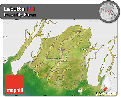 Satellite Map of Labutta, single color outside