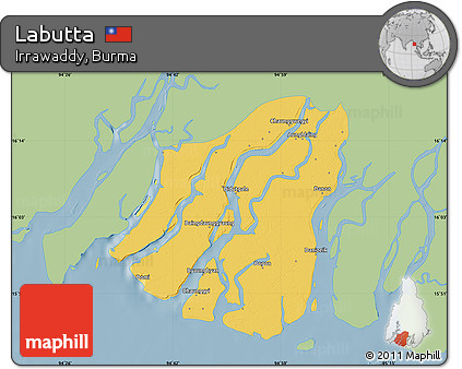 Savanna Style Map of Labutta, single color outside