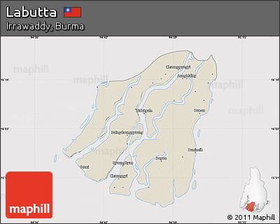 Shaded Relief Map of Labutta, cropped outside