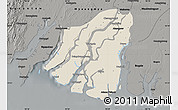 Shaded Relief Map of Labutta, darken, semi-desaturated