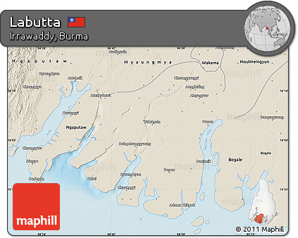Shaded Relief Map of Labutta