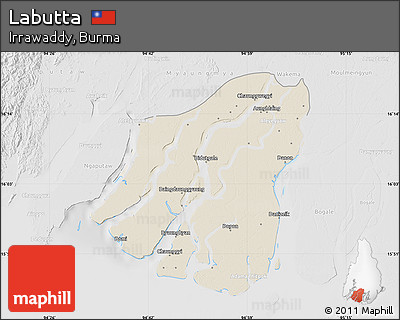 Shaded Relief Map of Labutta, lighten, desaturated