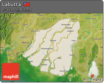 Shaded Relief Map of Labutta, satellite outside