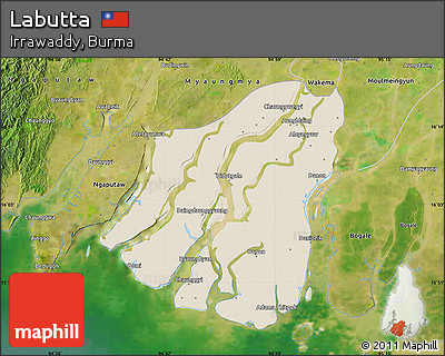 Shaded Relief Map of Labutta, satellite outside