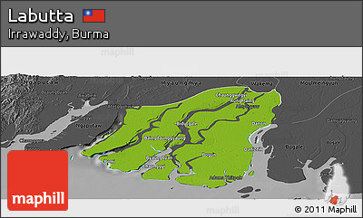 Physical Panoramic Map of Labutta, darken, desaturated
